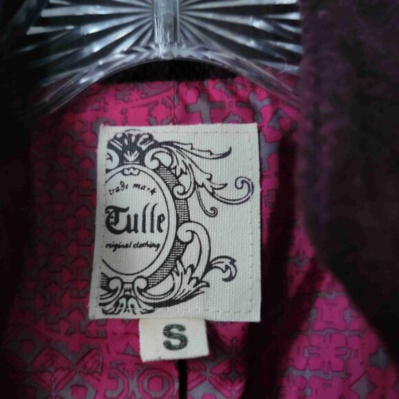 Vintage Tulle Womens Belted Double Breasted Jacket With Zip Pockets Small - Picture 4 of 6